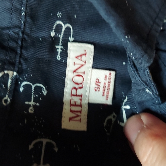 Merona size small navy cotton shirt either white anchors - Picture 3 of 4